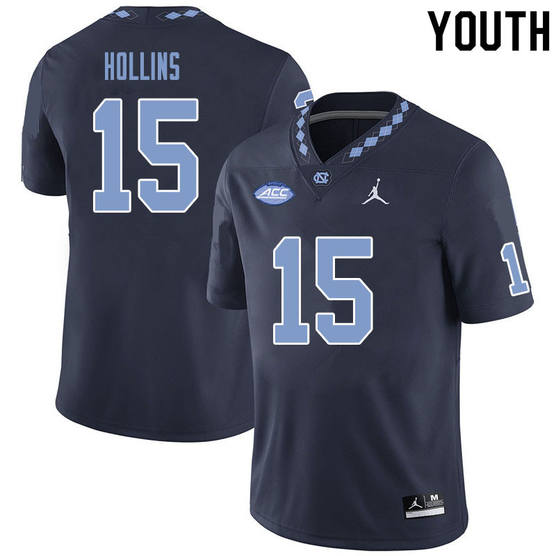 Youth #15 Ladaeson DeAndre Hollins North Carolina Tar Heels College Football Jerseys Sale-Black